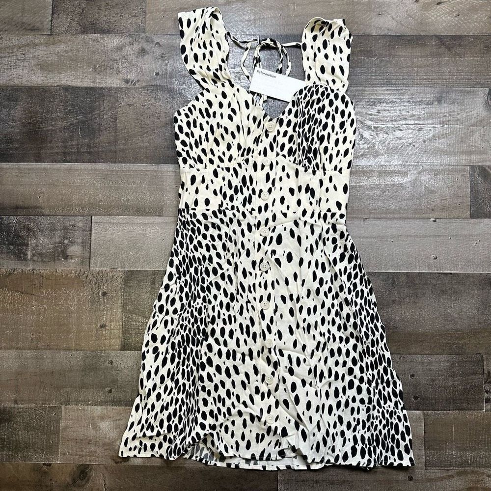 Reformation Lorelei cheetah mini dress size 2 fitted sweetheart neckline tank st